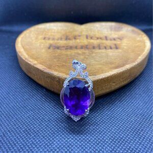 Bright Purple CZ Pendant Marked 925 untested